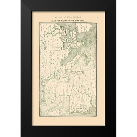 Southern Europe - Alden 1886 Black Modern Wood Framed Art Print by Alden