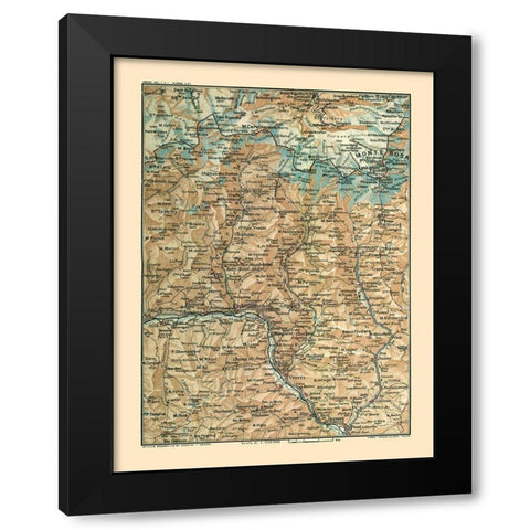 Europe South Switzerland Northwest Italy Black Modern Wood Framed Art Print by Guida D''Italia