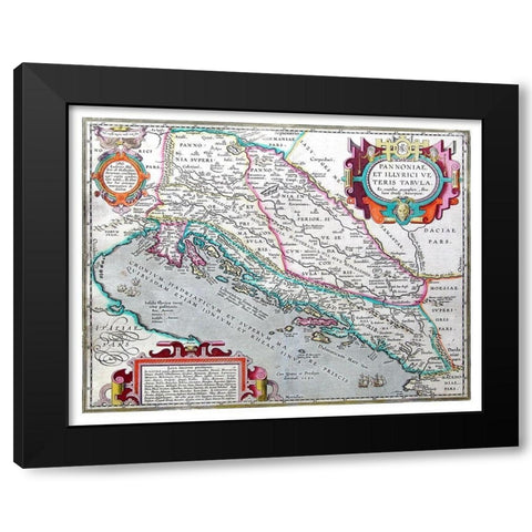 Europe Pannonia Illyricum - Ortelius 1570 Black Modern Wood Framed Art Print by Ortelius