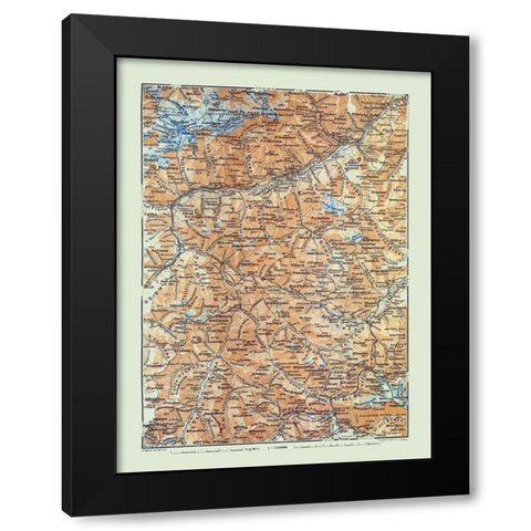 Europe Unter Engadin Switzerland Italy Black Modern Wood Framed Art Print with Double Matting by Baedeker