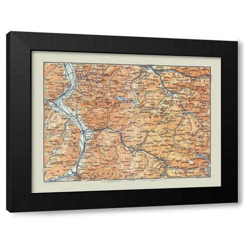 Europe Eastern Switzerland Southwest Austria Black Modern Wood Framed Art Print with Double Matting by Baedeker