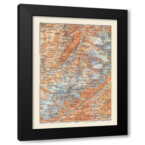 Europe Vallee de Chamonix France Italy Black Modern Wood Framed Art Print with Double Matting by Baedeker