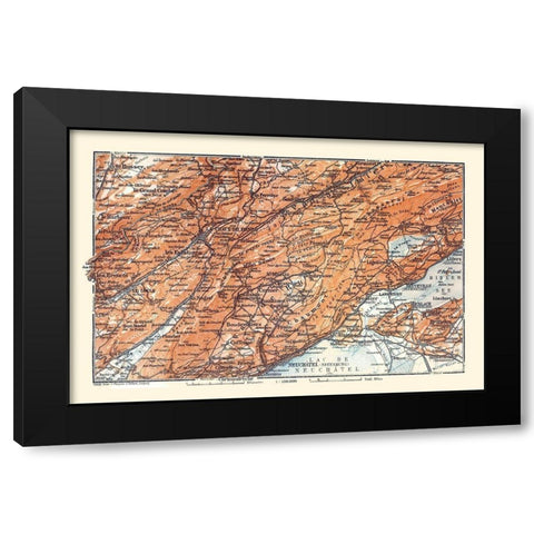 Europe Val de Ruz Region France Switzerland Black Modern Wood Framed Art Print by Baedeker