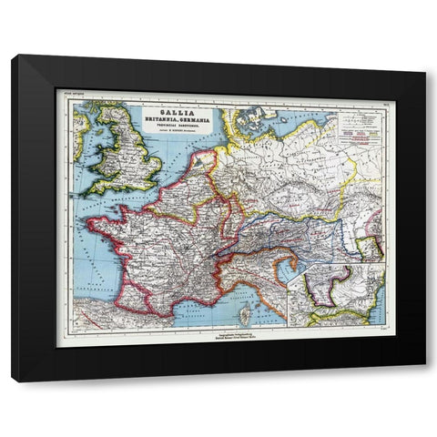 Europe Gallia Britannia Germania - Kiepert 1903 Black Modern Wood Framed Art Print by Kiepert