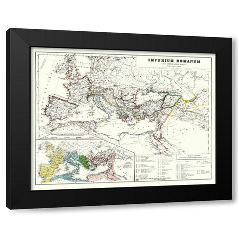 Roman Empire Europe - Kiepert 1903 Black Modern Wood Framed Art Print by Kiepert