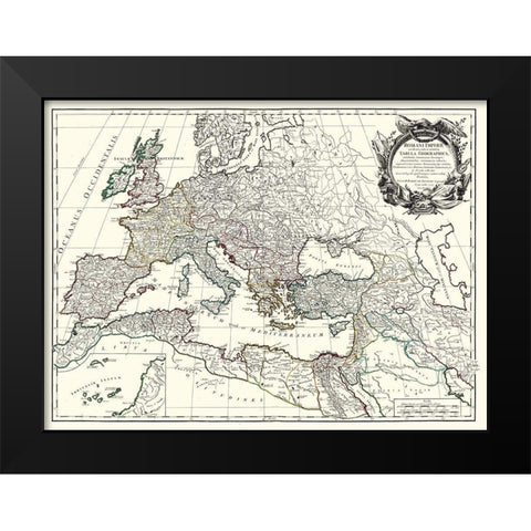 Roman Empire Europe - Vaugondy 1757 Black Modern Wood Framed Art Print by Vaugondy