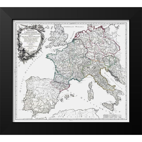 Charlemagne Empire Europe - Vaugondy 1757 Black Modern Wood Framed Art Print by Vaugondy
