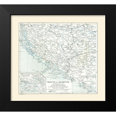 Europe Bosnia Dalmatia - Baedeker 1896 Black Modern Wood Framed Art Print by Baedeker