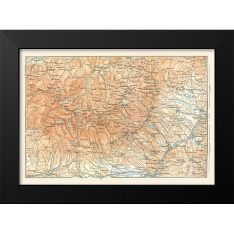 Europe Hohe Tatra Poland Slovakia - Baedeker 1896 Black Modern Wood Framed Art Print by Baedeker