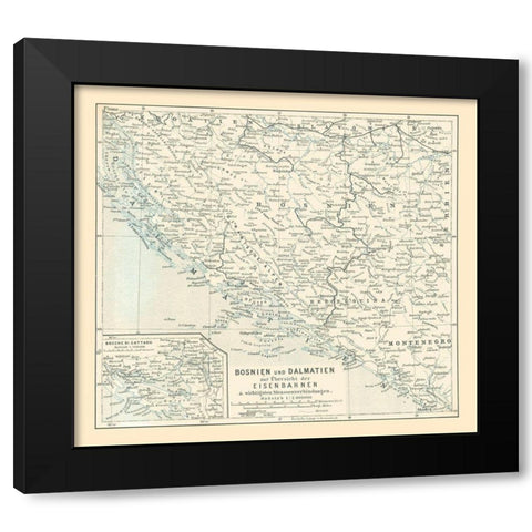 Europe Bosnia Dalmatia - Baedeker 1896 Black Modern Wood Framed Art Print by Baedeker