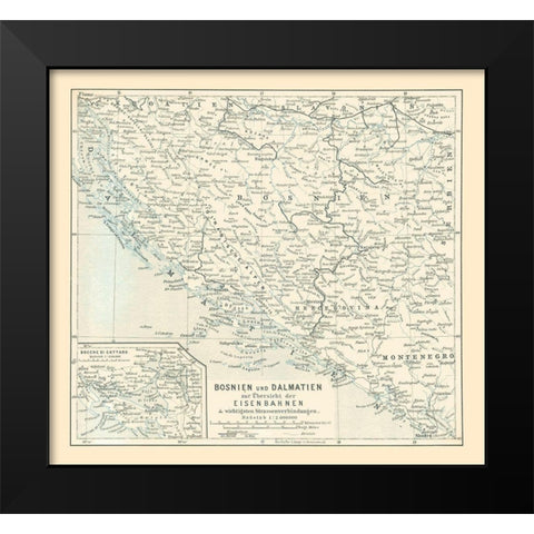 Europe Bosnia Dalmatia - Baedeker 1896 Black Modern Wood Framed Art Print by Baedeker