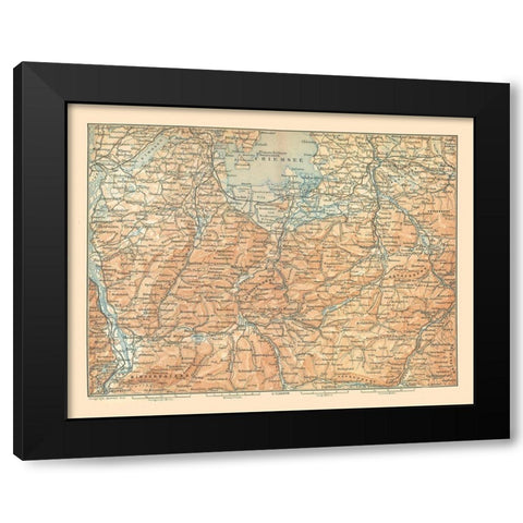 Europe Southeastern Germany Austria - Baedeker Black Modern Wood Framed Art Print by Baedeker