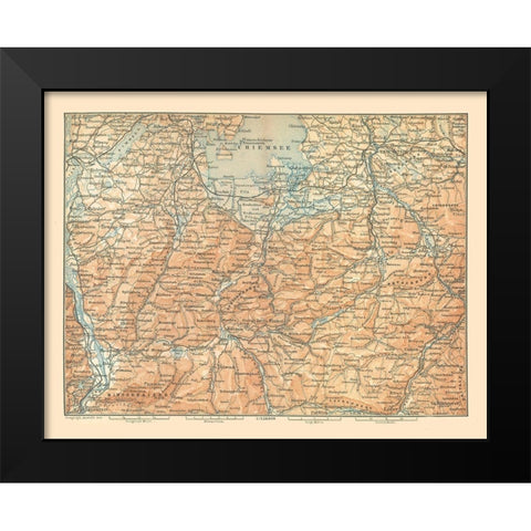 Europe Southeastern Germany Austria - Baedeker Black Modern Wood Framed Art Print by Baedeker