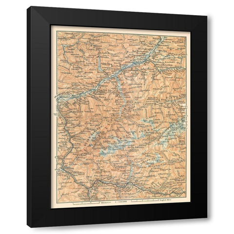 Europe Mountains Austria Italy - Baedeker 1896 Black Modern Wood Framed Art Print with Double Matting by Baedeker