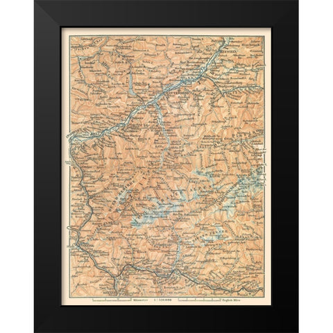 Europe Mountains Austria Italy - Baedeker 1896 Black Modern Wood Framed Art Print by Baedeker