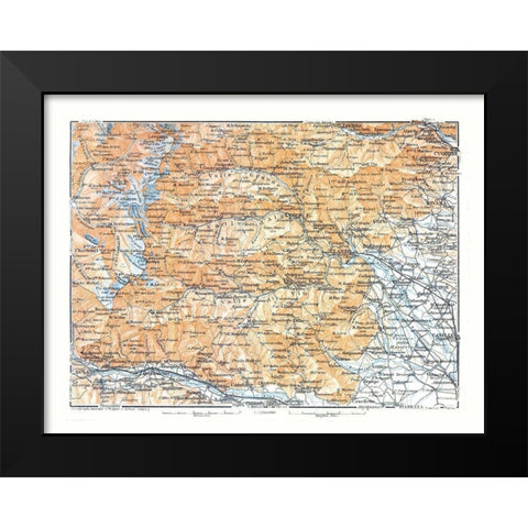 Europe Lanza Region France Italy - Bertarelli 1914 Black Modern Wood Framed Art Print by Bertarelli