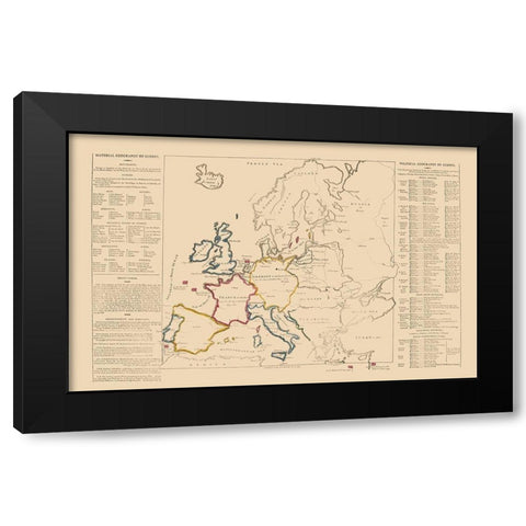 Europe - Le Sage 1801 Black Modern Wood Framed Art Print by Le Sage