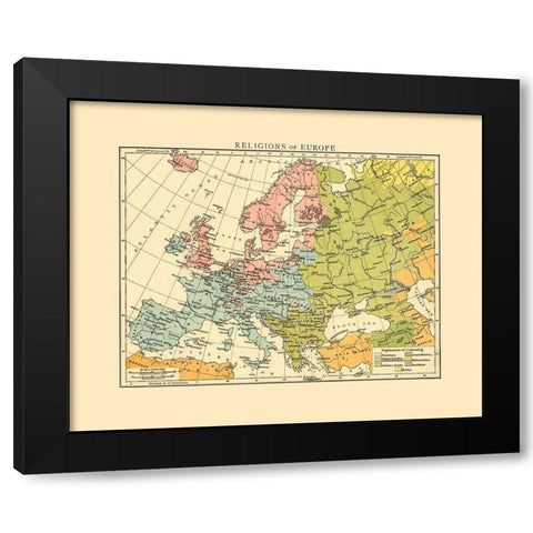 Europe Religions - Cassell 1893 Black Modern Wood Framed Art Print with Double Matting by Cassell