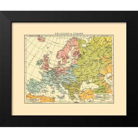 Europe Religions - Cassell 1893 Black Modern Wood Framed Art Print by Cassell