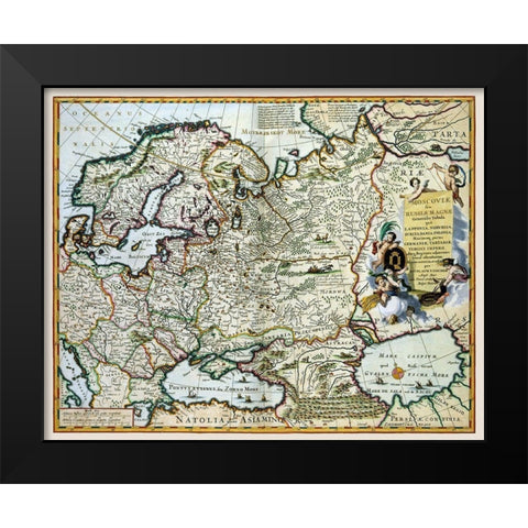 Europe Scandinavia Russia - Visscher 1681 Black Modern Wood Framed Art Print by Visscher