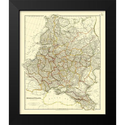 Europe Russia Poland - Arrowsmith 1832 Black Modern Wood Framed Art Print by Arrowsmith
