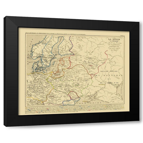 Europe Russia Poland Scandinavia - Houze 1850 Black Modern Wood Framed Art Print with Double Matting by Houze