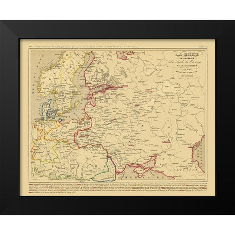 Europe Russia Poland Scandinavia - Houze 1840 Black Modern Wood Framed Art Print by Houze