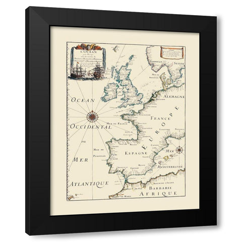 Atlantic Ocean Europe - Roy 1666 Black Modern Wood Framed Art Print by Roy