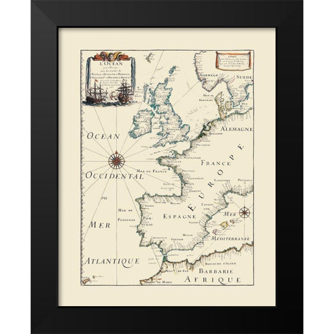 Atlantic Ocean Europe - Roy 1666 Black Modern Wood Framed Art Print by Roy