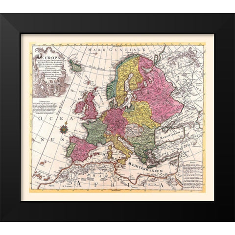 Europe - De Lisle 1787 Black Modern Wood Framed Art Print by De L''isle