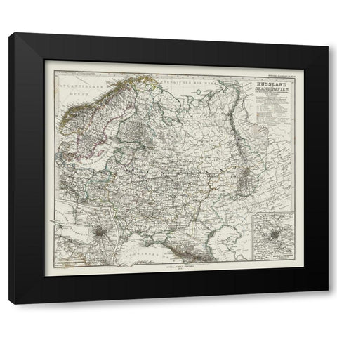 Europe Western Russian Scandinavia - Perthes 1873 Black Modern Wood Framed Art Print with Double Matting by Perthes