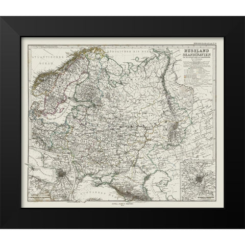 Europe Western Russian Scandinavia - Perthes 1873 Black Modern Wood Framed Art Print by Perthes