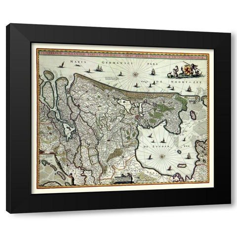 Europe Netherlands - Visscher Black Modern Wood Framed Art Print by Visscher