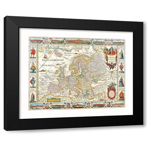 Europe - Visscher Black Modern Wood Framed Art Print with Double Matting by Visscher