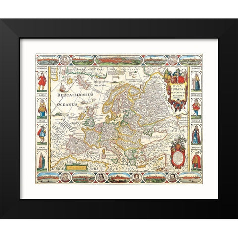 Europe - Visscher Black Modern Wood Framed Art Print by Visscher