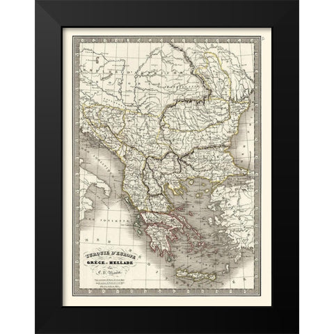 Europe Greece Turkey - Monin 1839 Black Modern Wood Framed Art Print by Monin