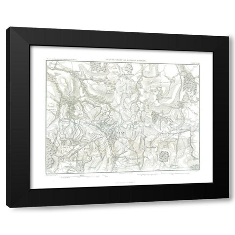 Battle of Eylau, Field Plan - Thiers 1866 Black Modern Wood Framed Art Print with Double Matting by Unknown
