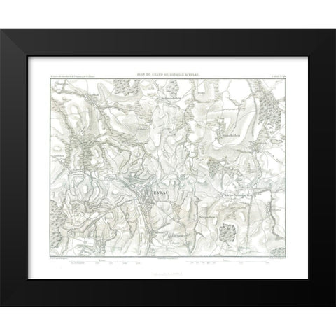 Battle of Eylau, Field Plan - Thiers 1866 Black Modern Wood Framed Art Print by Unknown
