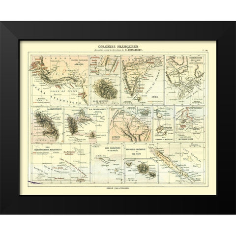 French Colonies - Cortambert 1880 Black Modern Wood Framed Art Print by Cortambert