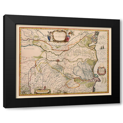 Ferrara Region Italy - Blaeu 1640 Black Modern Wood Framed Art Print by Blaeu
