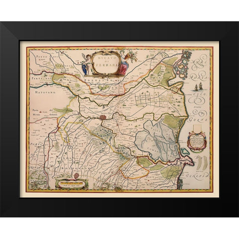Ferrara Region Italy - Blaeu 1640 Black Modern Wood Framed Art Print by Blaeu