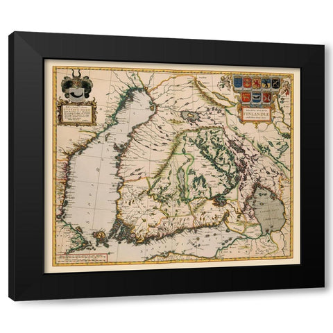 Scandinavia Finland - Blaeu 1662 Black Modern Wood Framed Art Print by Blaeu