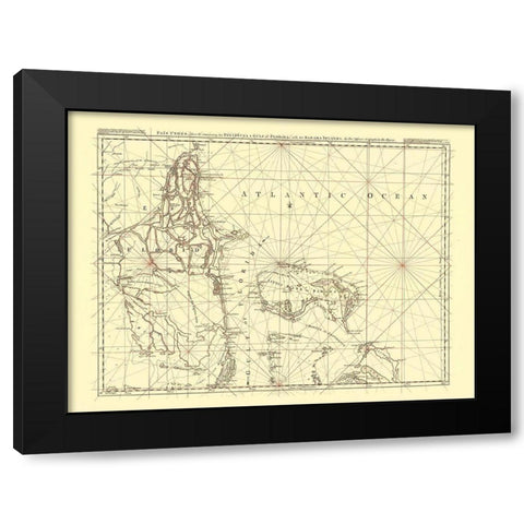 Florida Peninsula Gulf of Florida Bahamas US Black Modern Wood Framed Art Print by Jefferys