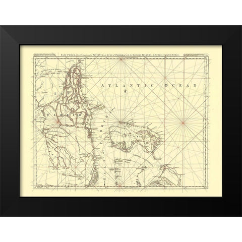 Florida Peninsula Gulf of Florida Bahamas US Black Modern Wood Framed Art Print by Jefferys