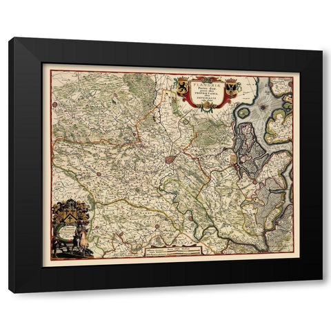Benelux Flanders Belgium - Janssonius 1682 Black Modern Wood Framed Art Print by Janssonius