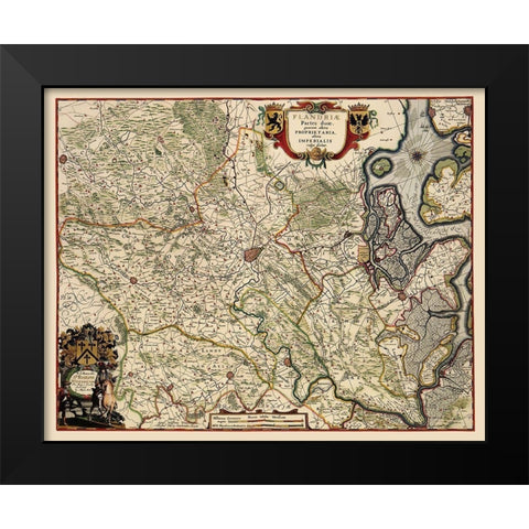 Benelux Flanders Belgium - Janssonius 1682 Black Modern Wood Framed Art Print by Janssonius