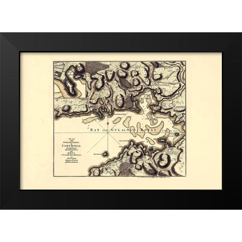 Caribbean Ft Royal with Bay of CulDeSac Martinique Black Modern Wood Framed Art Print by Jefferys