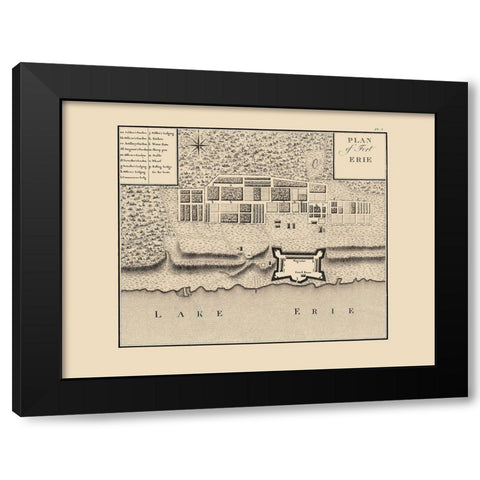 Fort Erie Ontario Canada - Collot 1796 Black Modern Wood Framed Art Print by Collot
