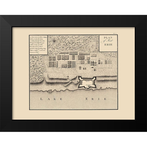 Fort Erie Ontario Canada - Collot 1796 Black Modern Wood Framed Art Print by Collot