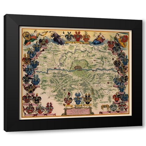 Frankfurt Germany - Blaeu 1638 Black Modern Wood Framed Art Print by Blaeu